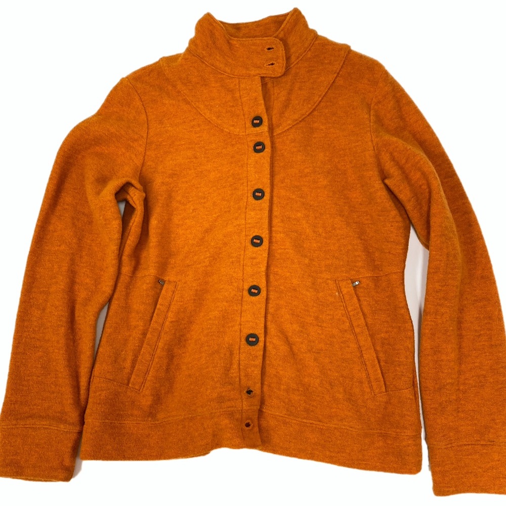 Ibex Carrie cardigan sweater, size L.